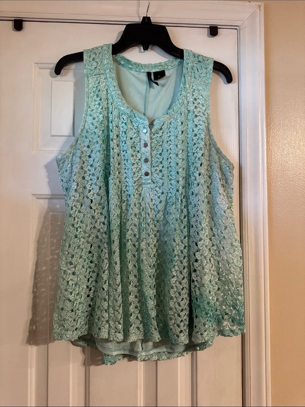 new directions Mint Crochet Lace Tank with Button Front